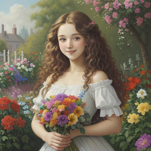 cheeerful young woman in garden