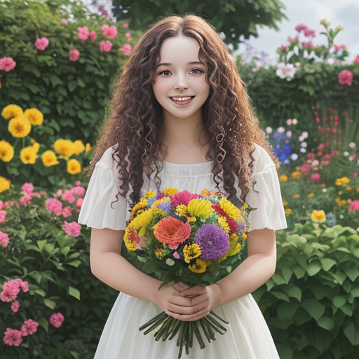 cheeerful young woman in garden